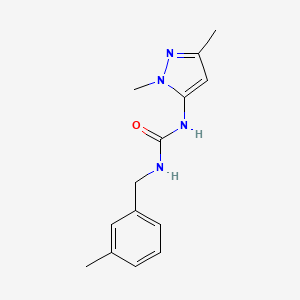 molecular formula C14H18N4O B7529606 1-(2,5-Dimethylpyrazol-3-yl)-3-[(3-methylphenyl)methyl]urea 