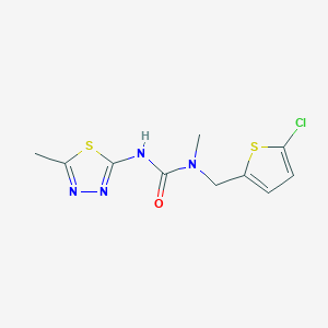 molecular formula C10H11ClN4OS2 B7529629 1-[(5-Chlorothiophen-2-yl)methyl]-1-methyl-3-(5-methyl-1,3,4-thiadiazol-2-yl)urea 