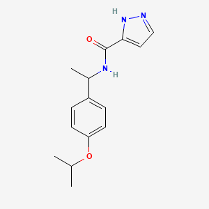 molecular formula C15H19N3O2 B7529725 N-[1-(4-propan-2-yloxyphenyl)ethyl]-1H-pyrazole-5-carboxamide 