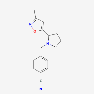 molecular formula C16H17N3O B7529732 4-[[2-(3-Methyl-1,2-oxazol-5-yl)pyrrolidin-1-yl]methyl]benzonitrile 