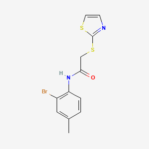 molecular formula C12H11BrN2OS2 B7529739 N-(2-bromo-4-methylphenyl)-2-(1,3-thiazol-2-ylsulfanyl)acetamide 