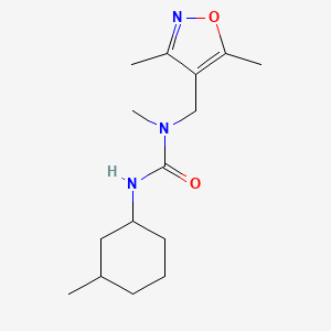 molecular formula C15H25N3O2 B7529927 1-[(3,5-Dimethyl-1,2-oxazol-4-yl)methyl]-1-methyl-3-(3-methylcyclohexyl)urea 