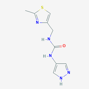 molecular formula C9H11N5OS B7529943 1-[(2-methyl-1,3-thiazol-4-yl)methyl]-3-(1H-pyrazol-4-yl)urea 