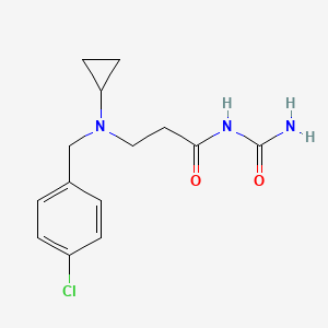 molecular formula C14H18ClN3O2 B7529988 N-carbamoyl-3-[(4-chlorophenyl)methyl-cyclopropylamino]propanamide 