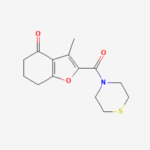 molecular formula C14H17NO3S B7529989 3-methyl-2-(thiomorpholine-4-carbonyl)-6,7-dihydro-5H-1-benzofuran-4-one 