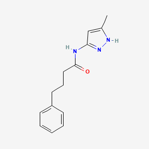 molecular formula C14H17N3O B7530025 N-(5-methyl-1H-pyrazol-3-yl)-4-phenylbutanamide 