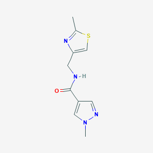 molecular formula C10H12N4OS B7530079 1-methyl-N-[(2-methyl-1,3-thiazol-4-yl)methyl]pyrazole-4-carboxamide 