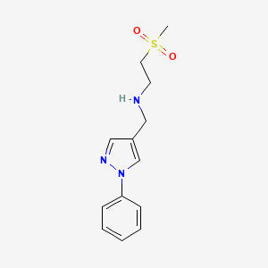 molecular formula C13H17N3O2S B7530080 2-methylsulfonyl-N-[(1-phenylpyrazol-4-yl)methyl]ethanamine 