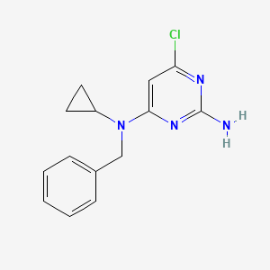 molecular formula C14H15ClN4 B7530122 4-N-benzyl-6-chloro-4-N-cyclopropylpyrimidine-2,4-diamine 