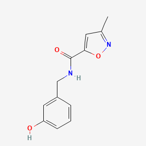 molecular formula C12H12N2O3 B7530134 N-[(3-hydroxyphenyl)methyl]-3-methyl-1,2-oxazole-5-carboxamide 