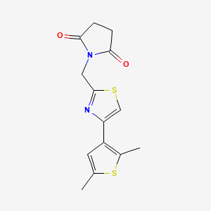 molecular formula C14H14N2O2S2 B7530189 1-[[4-(2,5-Dimethylthiophen-3-yl)-1,3-thiazol-2-yl]methyl]pyrrolidine-2,5-dione 