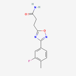 molecular formula C12H12FN3O2 B7530196 3-[3-(3-Fluoro-4-methylphenyl)-1,2,4-oxadiazol-5-yl]propanamide 