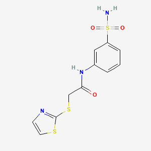 molecular formula C11H11N3O3S3 B7530229 N-(3-sulfamoylphenyl)-2-(1,3-thiazol-2-ylsulfanyl)acetamide 