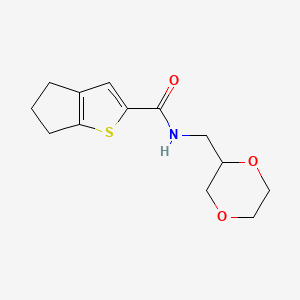 molecular formula C13H17NO3S B7530275 N-(1,4-dioxan-2-ylmethyl)-5,6-dihydro-4H-cyclopenta[b]thiophene-2-carboxamide 