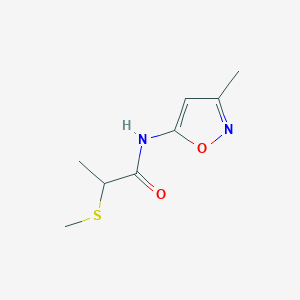 molecular formula C8H12N2O2S B7530282 N-(3-methyl-1,2-oxazol-5-yl)-2-methylsulfanylpropanamide 