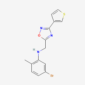 molecular formula C14H12BrN3OS B7530290 5-bromo-2-methyl-N-[(3-thiophen-3-yl-1,2,4-oxadiazol-5-yl)methyl]aniline 