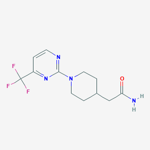 molecular formula C12H15F3N4O B7530301 2-[1-[4-(Trifluoromethyl)pyrimidin-2-yl]piperidin-4-yl]acetamide 