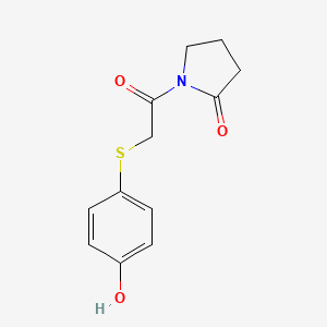 molecular formula C12H13NO3S B7530395 1-[2-(4-Hydroxyphenyl)sulfanylacetyl]pyrrolidin-2-one 