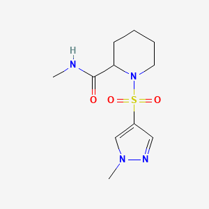 molecular formula C11H18N4O3S B7530421 N-methyl-1-(1-methylpyrazol-4-yl)sulfonylpiperidine-2-carboxamide 