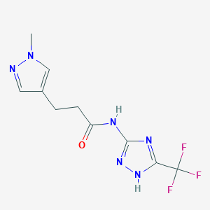 molecular formula C10H11F3N6O B7530474 3-(1-methylpyrazol-4-yl)-N-[5-(trifluoromethyl)-1H-1,2,4-triazol-3-yl]propanamide 