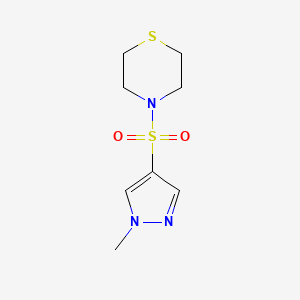 molecular formula C8H13N3O2S2 B7530490 4-(1-Methylpyrazol-4-yl)sulfonylthiomorpholine 