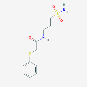 molecular formula C11H16N2O3S2 B7530533 2-phenylsulfanyl-N-(3-sulfamoylpropyl)acetamide 