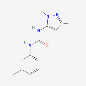 molecular formula C13H16N4O B7530579 1-(2,5-Dimethylpyrazol-3-yl)-3-(3-methylphenyl)urea 