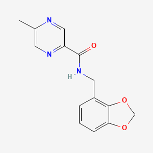 molecular formula C14H13N3O3 B7530595 N-(1,3-benzodioxol-4-ylmethyl)-5-methylpyrazine-2-carboxamide 