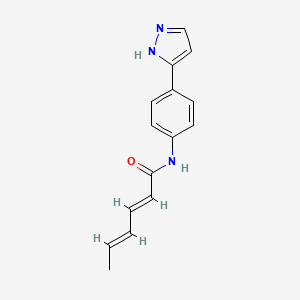 (2E,4E)-N-[4-(1H-pyrazol-5-yl)phenyl]hexa-2,4-dienamide