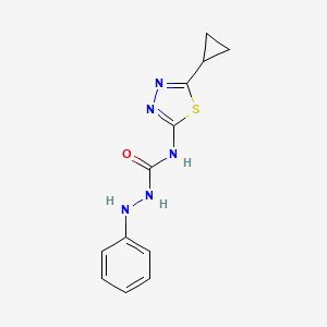 molecular formula C12H13N5OS B7530638 1-Anilino-3-(5-cyclopropyl-1,3,4-thiadiazol-2-yl)urea 
