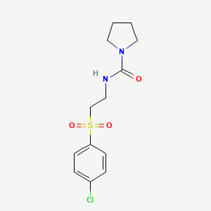 molecular formula C13H17ClN2O3S B7530662 N-[2-(4-chlorophenyl)sulfonylethyl]pyrrolidine-1-carboxamide 