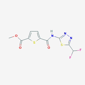 molecular formula C10H7F2N3O3S2 B7530719 Methyl 5-[[5-(difluoromethyl)-1,3,4-thiadiazol-2-yl]carbamoyl]thiophene-2-carboxylate 