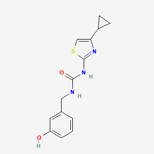 molecular formula C14H15N3O2S B7530728 1-(4-Cyclopropyl-1,3-thiazol-2-yl)-3-[(3-hydroxyphenyl)methyl]urea 