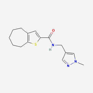molecular formula C15H19N3OS B7530736 N-[(1-methylpyrazol-4-yl)methyl]-5,6,7,8-tetrahydro-4H-cyclohepta[b]thiophene-2-carboxamide 
