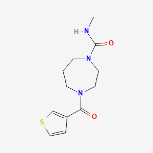molecular formula C12H17N3O2S B7530747 N-methyl-4-(thiophene-3-carbonyl)-1,4-diazepane-1-carboxamide 