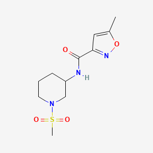 molecular formula C11H17N3O4S B7530802 5-methyl-N-(1-methylsulfonylpiperidin-3-yl)-1,2-oxazole-3-carboxamide 