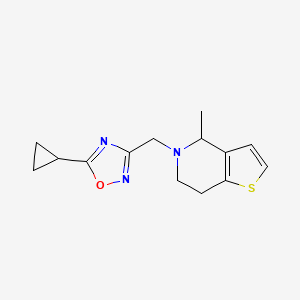 molecular formula C14H17N3OS B7530849 5-cyclopropyl-3-[(4-methyl-6,7-dihydro-4H-thieno[3,2-c]pyridin-5-yl)methyl]-1,2,4-oxadiazole 