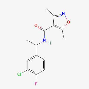molecular formula C14H14ClFN2O2 B7530892 N-[1-(3-chloro-4-fluorophenyl)ethyl]-3,5-dimethyl-1,2-oxazole-4-carboxamide 