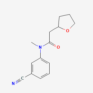 molecular formula C14H16N2O2 B7530910 N-(3-cyanophenyl)-N-methyl-2-(oxolan-2-yl)acetamide 