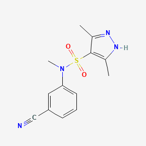 molecular formula C13H14N4O2S B7530927 N-(3-cyanophenyl)-N,3,5-trimethyl-1H-pyrazole-4-sulfonamide 