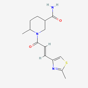 6-methyl-1-[(E)-3-(2-methyl-1,3-thiazol-4-yl)prop-2-enoyl]piperidine-3-carboxamide