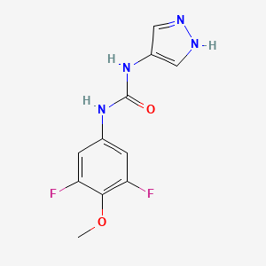 molecular formula C11H10F2N4O2 B7530992 1-(3,5-difluoro-4-methoxyphenyl)-3-(1H-pyrazol-4-yl)urea 