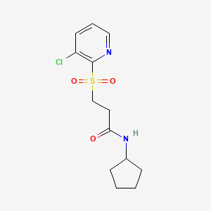 molecular formula C13H17ClN2O3S B7531001 3-(3-chloropyridin-2-yl)sulfonyl-N-cyclopentylpropanamide 