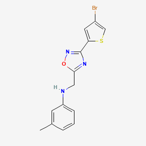 N-[[3-(4-bromothiophen-2-yl)-1,2,4-oxadiazol-5-yl]methyl]-3-methylaniline
