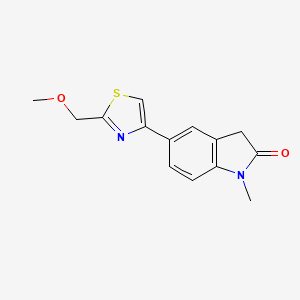 molecular formula C14H14N2O2S B7531036 5-[2-(methoxymethyl)-1,3-thiazol-4-yl]-1-methyl-3H-indol-2-one 