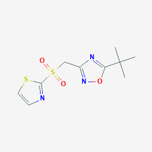 molecular formula C10H13N3O3S2 B7531044 5-Tert-butyl-3-(1,3-thiazol-2-ylsulfonylmethyl)-1,2,4-oxadiazole 