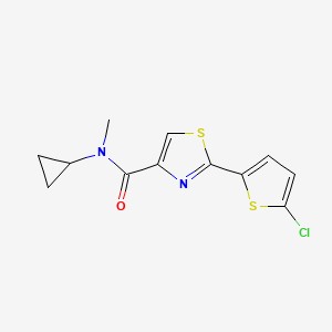 molecular formula C12H11ClN2OS2 B7531063 2-(5-chlorothiophen-2-yl)-N-cyclopropyl-N-methyl-1,3-thiazole-4-carboxamide 