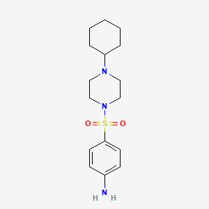 molecular formula C16H25N3O2S B7531092 4-(4-Cyclohexylpiperazin-1-yl)sulfonylaniline 