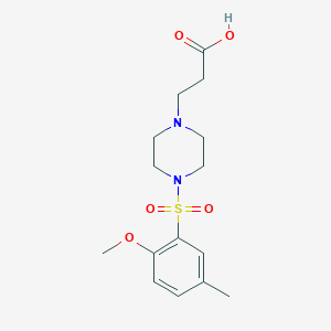 molecular formula C15H22N2O5S B7531118 3-[4-(2-Methoxy-5-methylphenyl)sulfonylpiperazin-1-yl]propanoic acid 