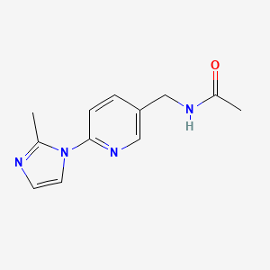 molecular formula C12H14N4O B7531156 N-[[6-(2-methylimidazol-1-yl)pyridin-3-yl]methyl]acetamide 